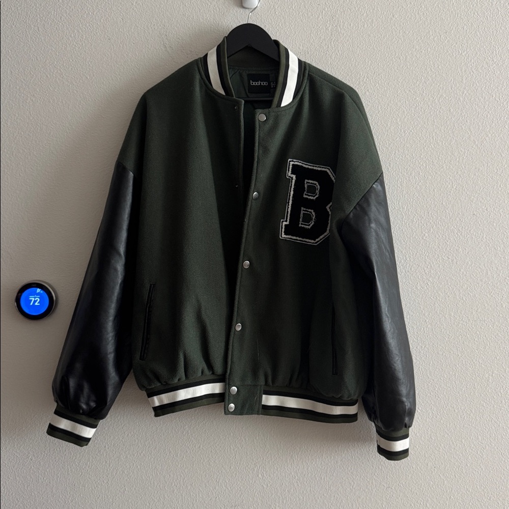 BOOHOO Dark Green Varsity Jacket